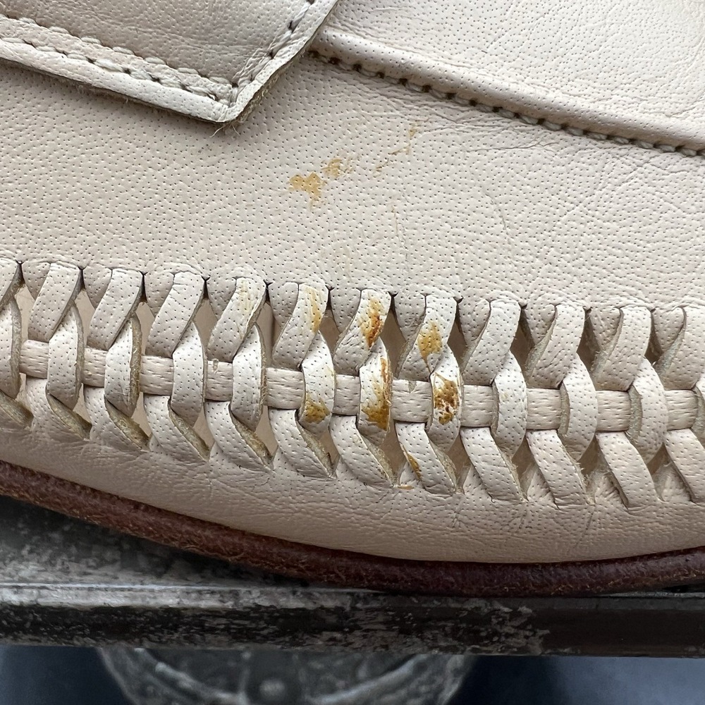Vintage Prima Strada Italy Men Loafers 10.5 M Beige Woven Braided Leather Shoes - Picture 13 of 16